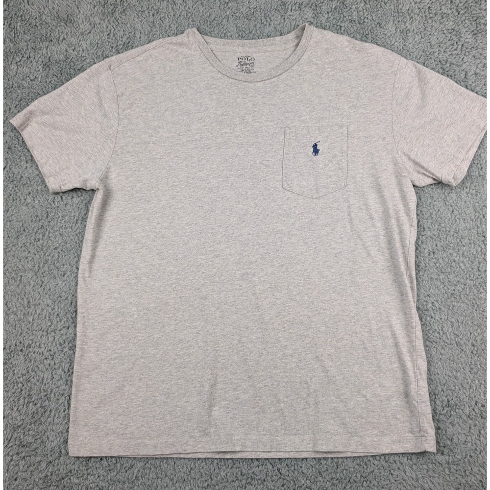 Polo Ralph Lauren T-Shirt Mens Size M Grey Pocket Crew Neck Pony Logo
